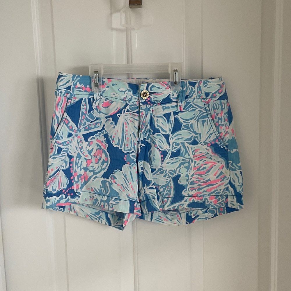 Lilly Pulitzer Blue and Pink Ocean Women's Shorts